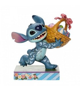 DISNEY - STITCH RUNNING OFF WITH EASTER BASKET FIGURINE 13.5 CM - PAQUES